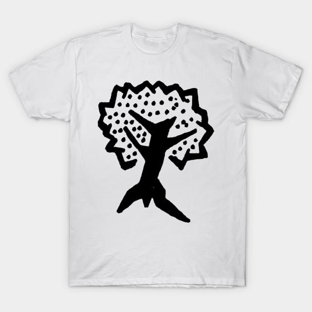 Black and White Apple Tree Doodle Art T-Shirt by VANDERVISUALS